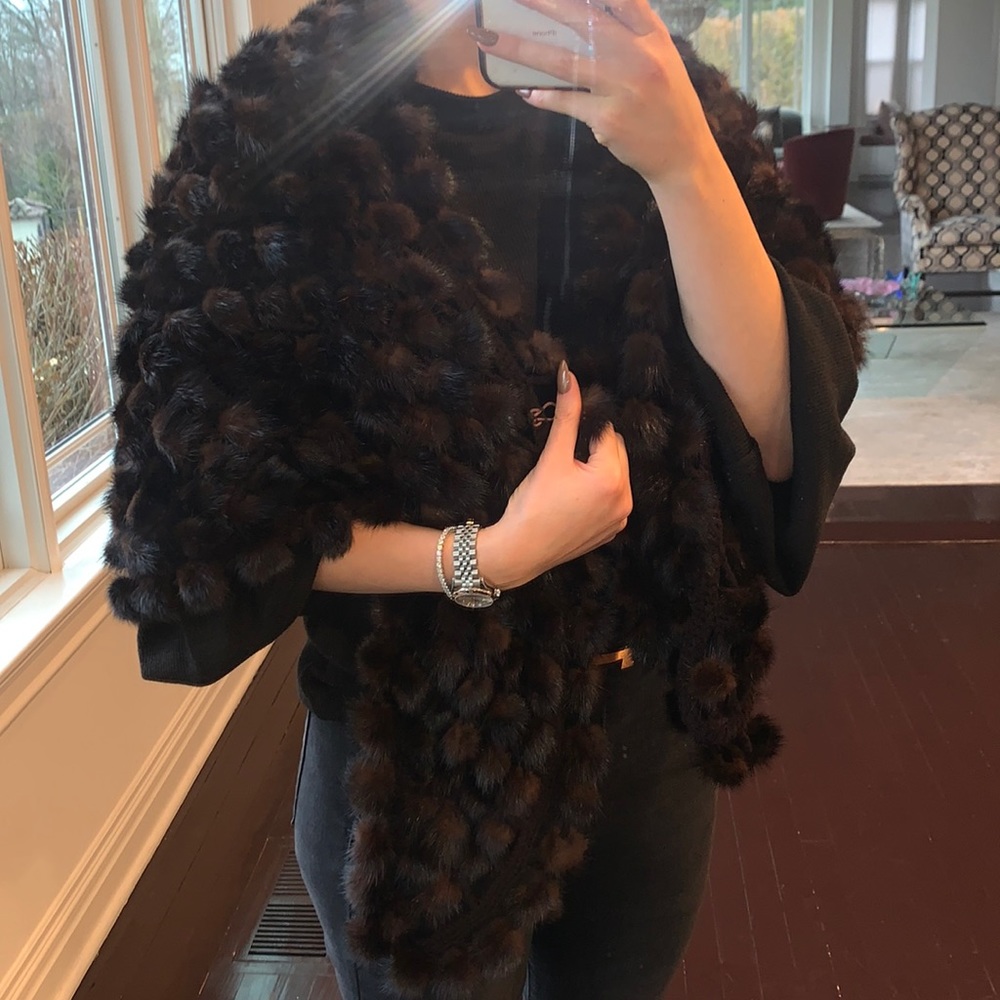 Mink ball shawl